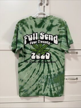 NWOT Full Send 420 Tie-Dye Graphic Tee - Green Spiral